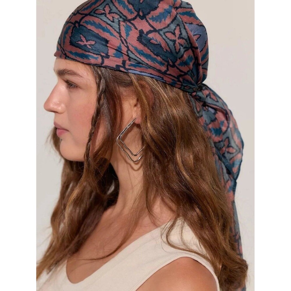 Free People So Silk Printed Bandana Scarf Tube Top Belt Floral Paisley Wrap OS